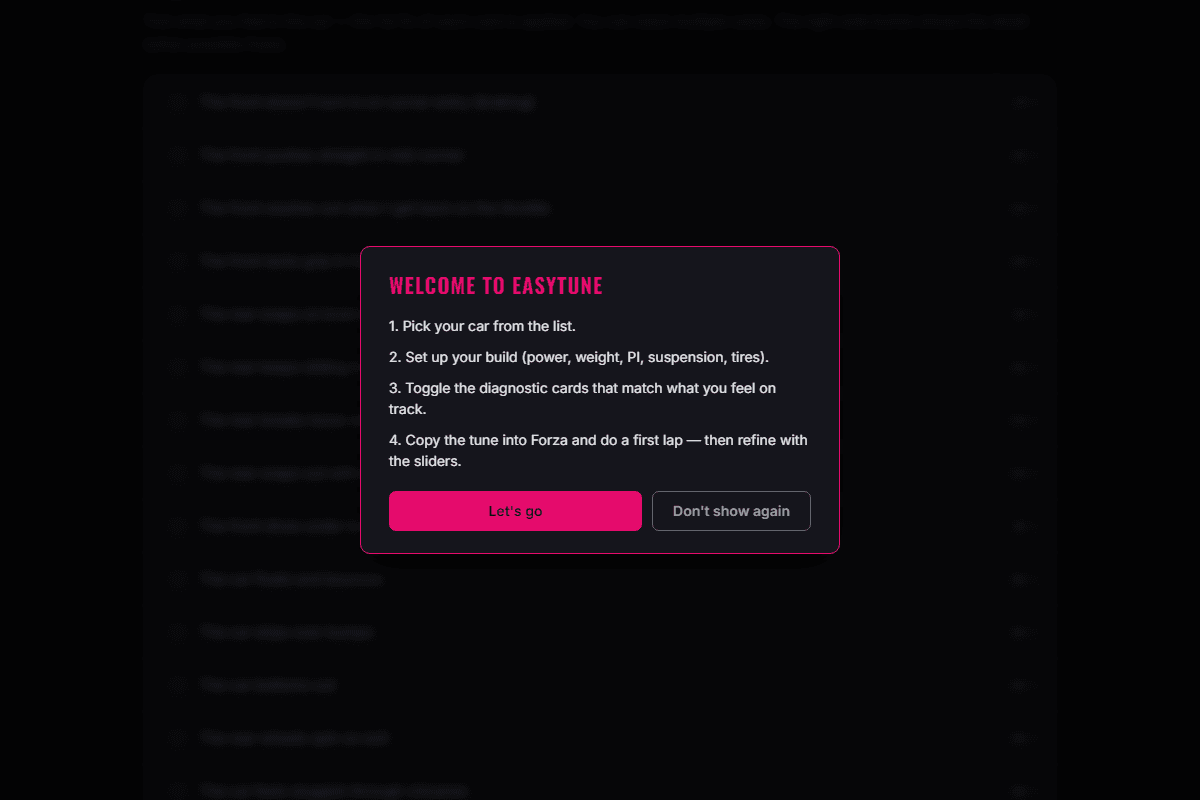 Panel de ajuste fino EasyTune con tres sliders por eje